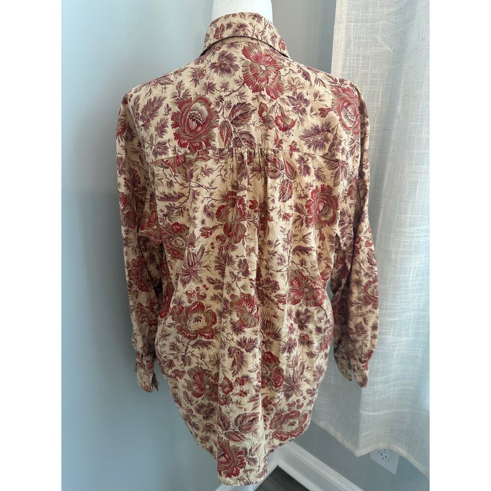 Liz Sport Large 100% Cotton Button Front Floral Toile Shirt Cottagecore 90s Y2K - Picture 3 of 9